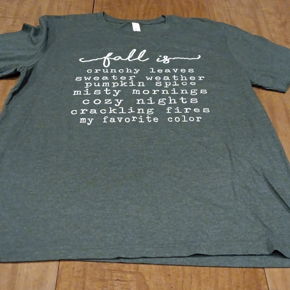 Greenish Gray color fall shirt.Size large